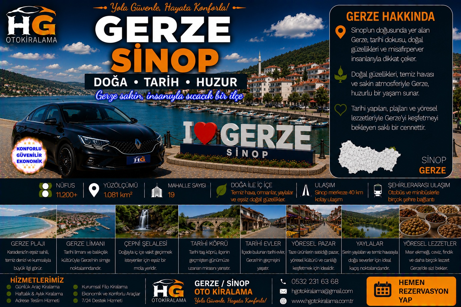 Gerze Sinop araç kiralama | HG Blog